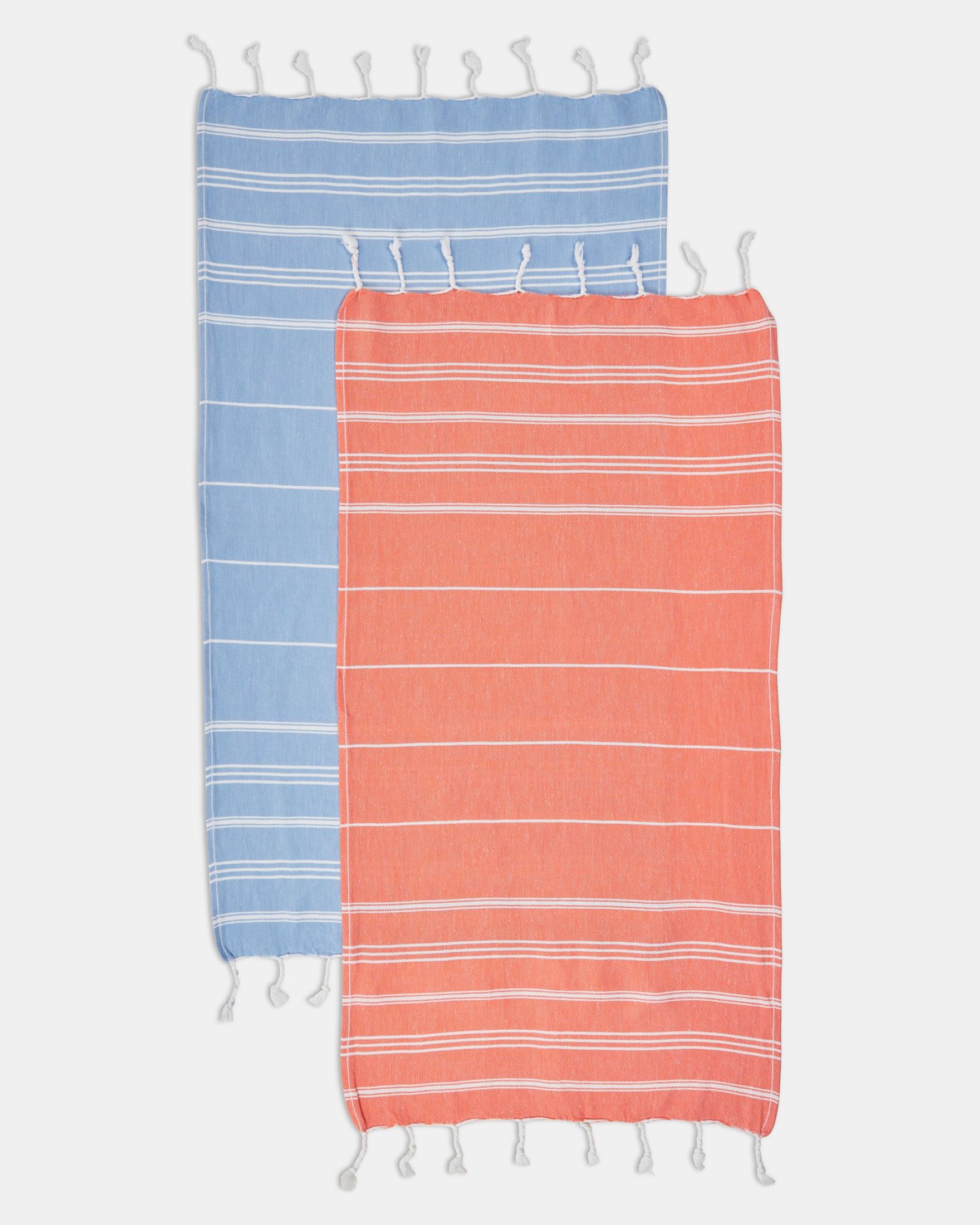 Home & Gym Small Towel Duo – Coral and Blue - Image 2