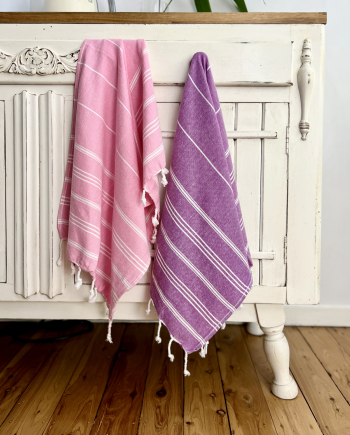 Home & Gym Small Towel Duo – Pink and Violet