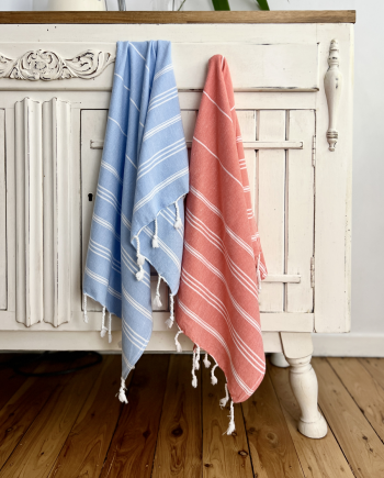 Home & Gym Small Towel Duo – Coral and Blue