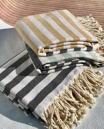 Daintree Handloomed Towel – Mustard & Black