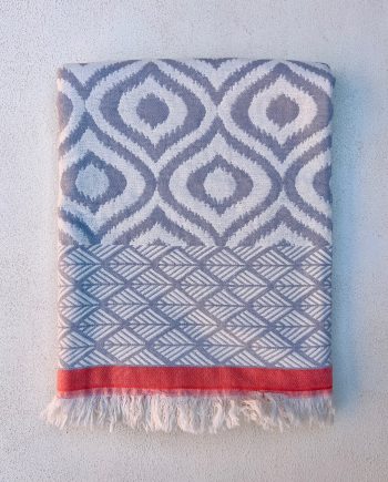 Henley Beach Throw – Silver Grey & Coral