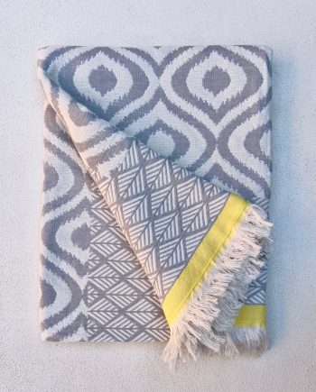 Henley Beach Throw – Silver Grey & Yellow