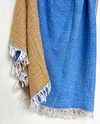 Double Muslin Turkish Towel – Blue & Mustard